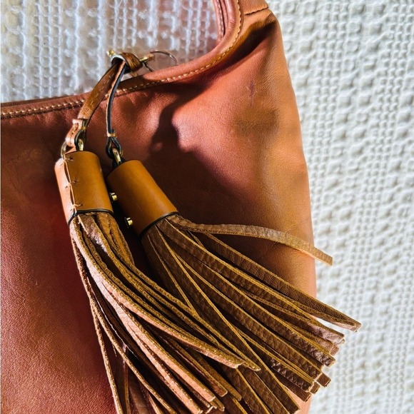 Coach Vtg Brown Leather Crescent Moon Handbag Shoulder Bag Y2K Tassels - Picture 8 of 15